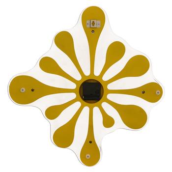 Yellow vertical wooden analog wall clock(51.5 cm x 49.5 cm) 5