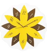Yellow,black flower wooden analog wall clock(40.5 cm x 40.5 cm)