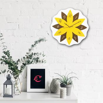 Yellow,black flower wooden analog wall clock(40.5 cm x 40.5 cm) 2