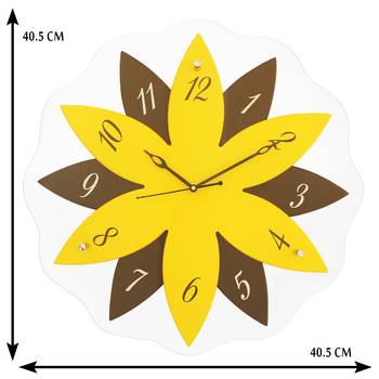Yellow,black flower wooden analog wall clock(40.5 cm x 40.5 cm) 3