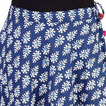 Blue Designer Cotton Indigo Print Long Skirt for Women and girls 4