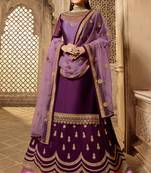 Wine embroidered satin salwar