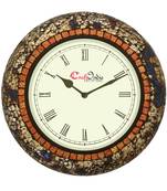Analog Wooden Wall Clock with Mosaic Mirror Work(Blue,Silver|12*12inch)
