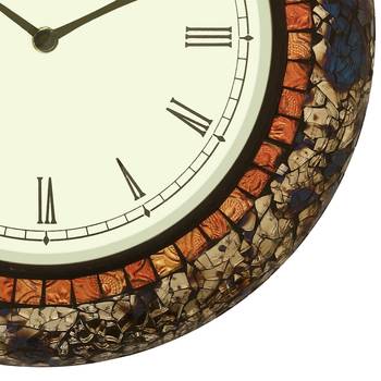 Analog Wooden Wall Clock with Mosaic Mirror Work(Blue,Silver|12*12inch) 5