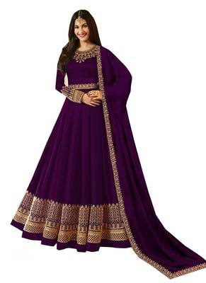 Purple Embroidered Georgette Salwar 1