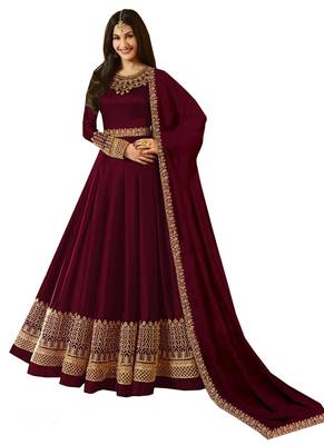 Maroon Embroidered Georgette Salwar 1