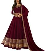 Maroon Embroidered Georgette Salwar
