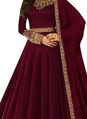 Maroon Embroidered Georgette Salwar 2