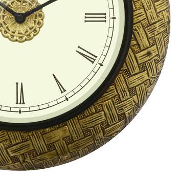 Analog Wooden Wall Clock with Metal Block Work(Golden|12*12inch) 5