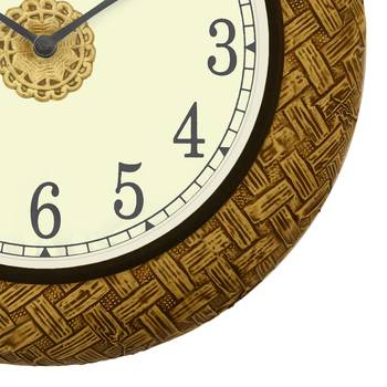 Analog Wooden Wall Clock with Metal Block Work(Golden|12*12inch) 5