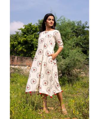 white woven cotton stitched dresses 3