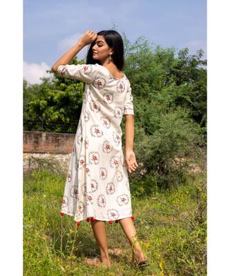 white woven cotton stitched dresses 4