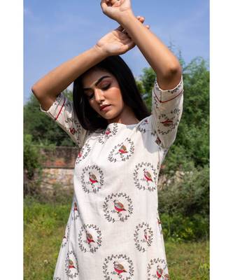 white woven cotton stitched dresses 5