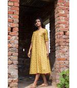 yellow woven cotton stitched dresses