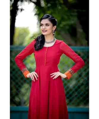 red woven cotton stitched dresses 3