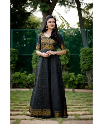 black woven cotton stitched dresses 1