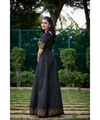 black woven cotton stitched dresses 2