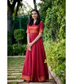 maroon woven cotton stitched dresses