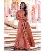 pink woven art silk stitched dresses