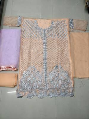Orange embroidered santoon salwar 2