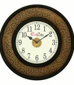 Analog Wooden Wall Clock with Metal Block Work(Golden|14*14inch)