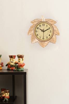 Leaf Shape Retro Golden Wall Clock 3