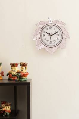 Leaf Shape Retro Silver Wall Clock 3