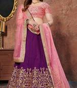 Pleasant Purple Sequins Embroidered Silk Wedding & Party Wear Lehenga