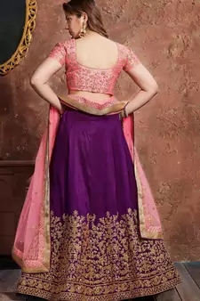 Pleasant Purple Sequins Embroidered Silk Wedding & Party Wear Lehenga