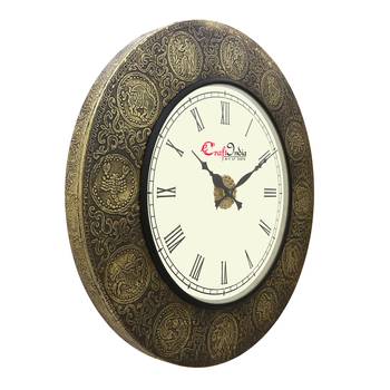 Analog Wooden Wall Clock with Metal Work with Zodiac Signs(Golden|18*18inch) 4