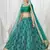 Soothing Turquoise Embroidered Art Silk Semi Stitched Wedding lehenga