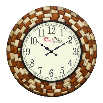 Analog Wooden Wall Clock with Wooden blocks (Brown|18*18inch) 1
