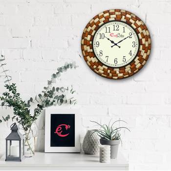 Analog Wooden Wall Clock with Wooden blocks (Brown|18*18inch) 2