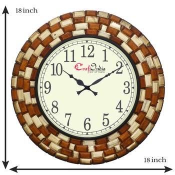 Analog Wooden Wall Clock with Wooden blocks (Brown|18*18inch) 3