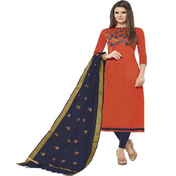Orange embroidered cotton salwar 1