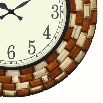 Analog Wooden Wall Clock with Wooden blocks (Brown|18*18inch) 5