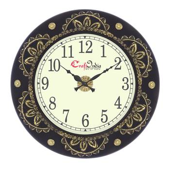 Analog Wooden Wall Clock with Metal Cutting Work(Golden,Black|18*18inch) 1