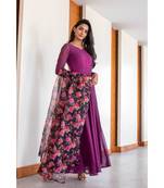 purple plain georgette kurta sets