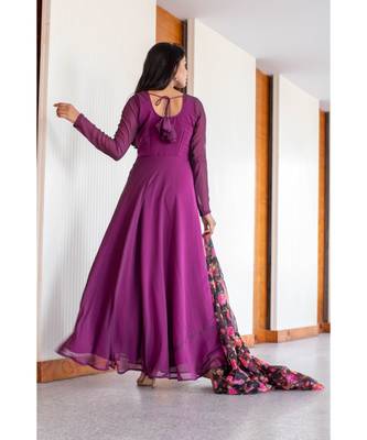 purple plain georgette kurta sets 3