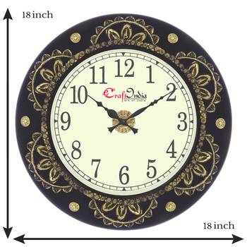 Analog Wooden Wall Clock with Metal Cutting Work(Golden,Black|18*18inch) 3