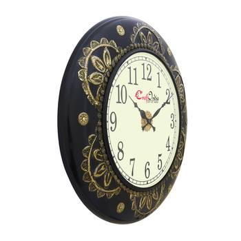 Analog Wooden Wall Clock with Metal Cutting Work(Golden,Black|18*18inch) 4