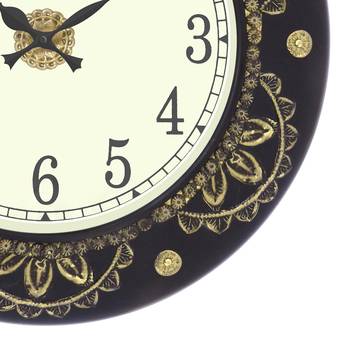 Analog Wooden Wall Clock with Metal Cutting Work(Golden,Black|18*18inch) 5