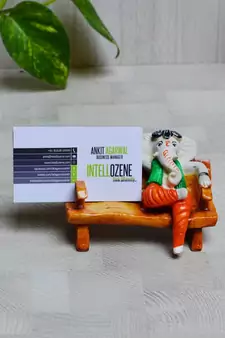 Polyresin Lord Ganesha in McDonald Style Visiting Card Holder