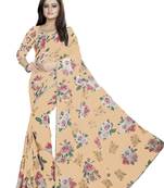 Very Soft Orange Color Digital Printed Georgette Saree With Matching Blouse