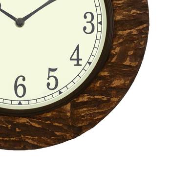 Wooden Analog Round Hook on the Top Wall Clock ( Brown | size: 15*12 inch ) 5