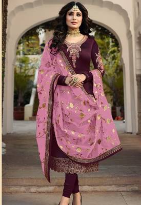 Purple embroidered santoon salwar 1