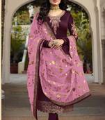 Purple embroidered santoon salwar