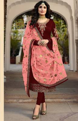 Maroon embroidered santoon salwar 1