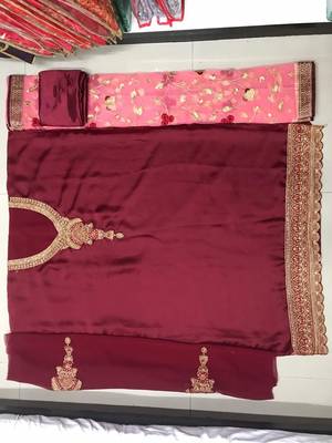 Maroon embroidered santoon salwar 2