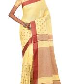 Yellow Woven Pure Bhagalpuri Linen Saree With Blouse